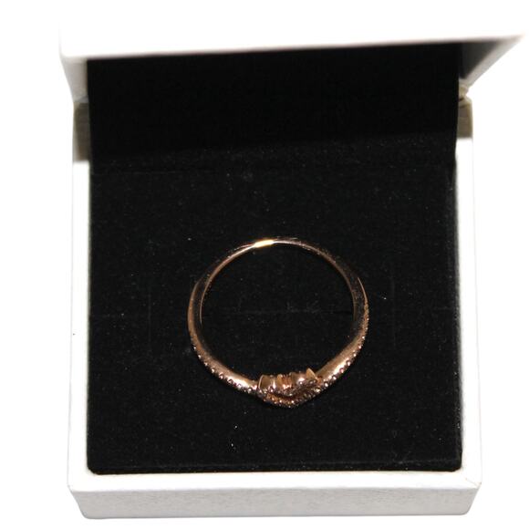 Pandora Sparkling Wishbone Heart Ring Rose Gold Plated Size 58 (8.5) - Picture 5 of 14